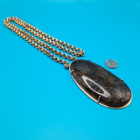 STELLA & DOT Leona Necklace Labradorite Stone Pendant, 30" - Picture 10 of 12